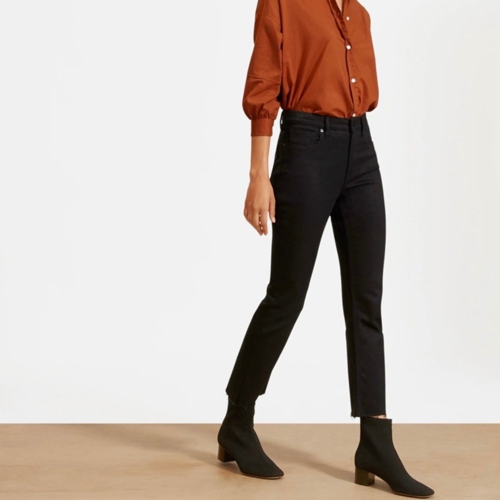 Everlane Black High Waist Raw Hemline Skinny Jeans‎ Size 27